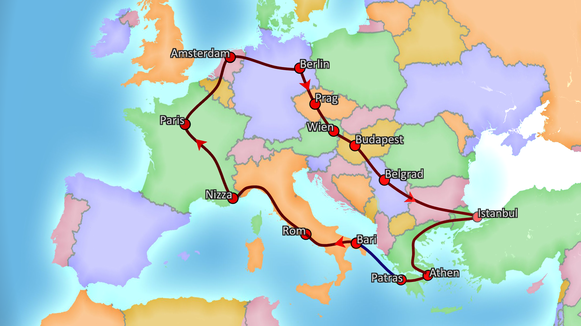 Interrail-Route: Beispiel-Reise ab Deutschland